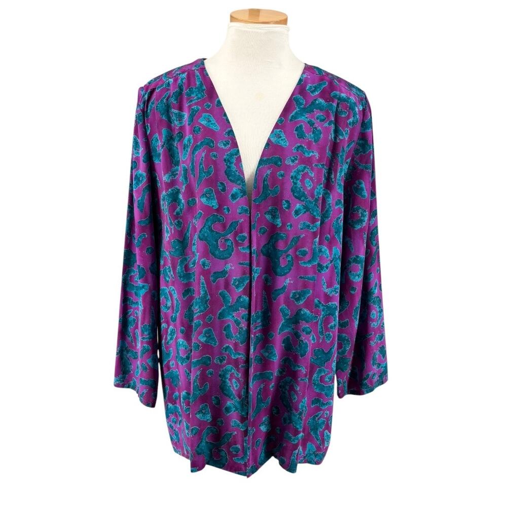 Vintage Albert Hei 100% Silk Batik Pattern Jacket Size Large Womens Lagenlook